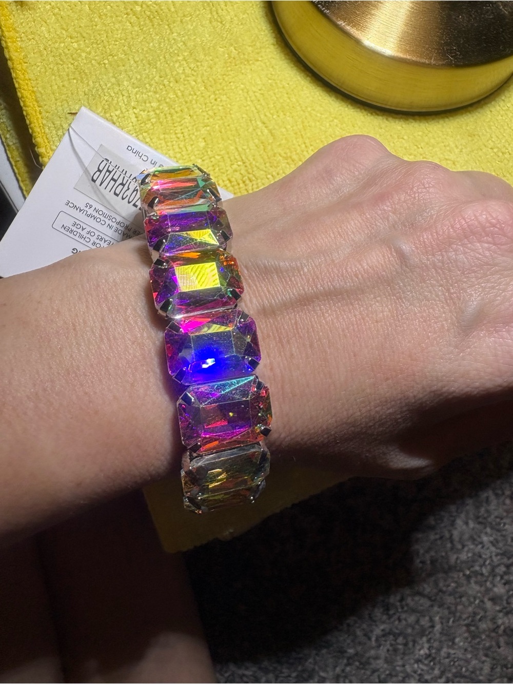 Iridescent AB Crystal Stretch Bracelet - Women Jewelry - Picture 3 of 3